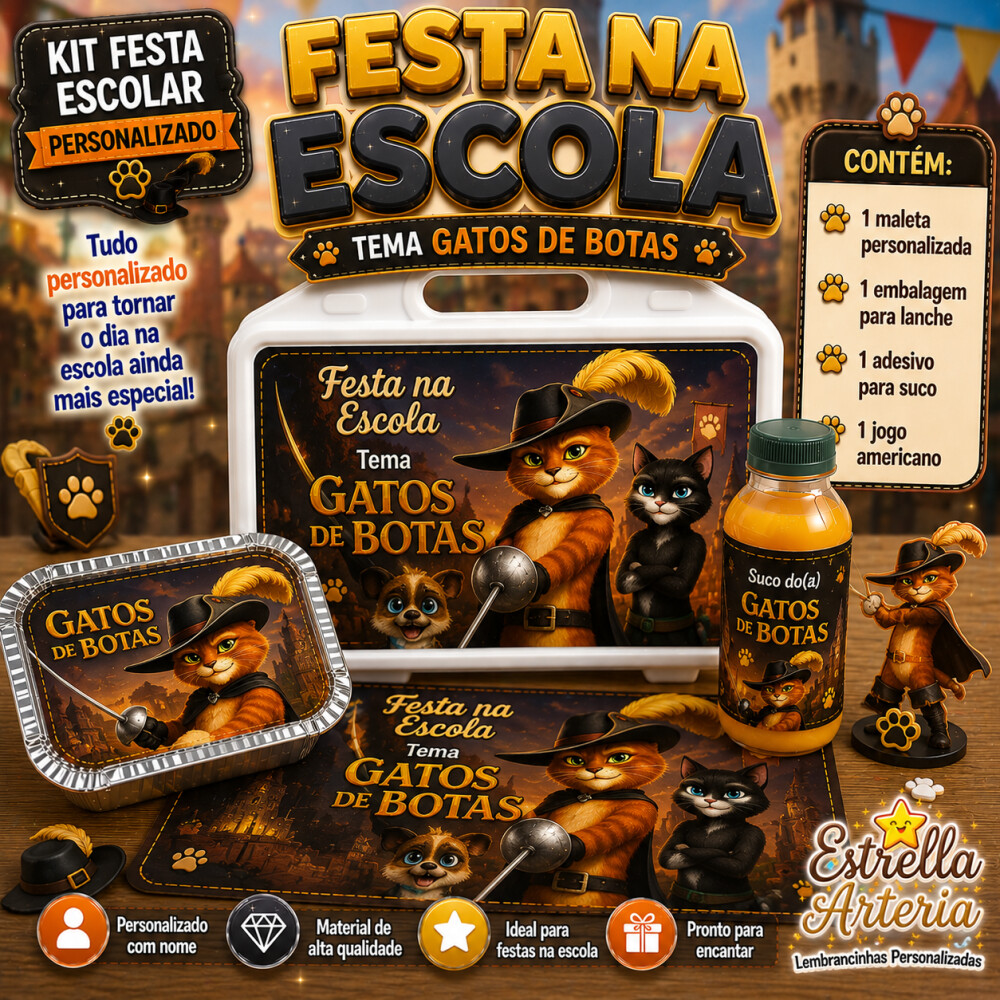 Kit festa na Escola Gato de botas