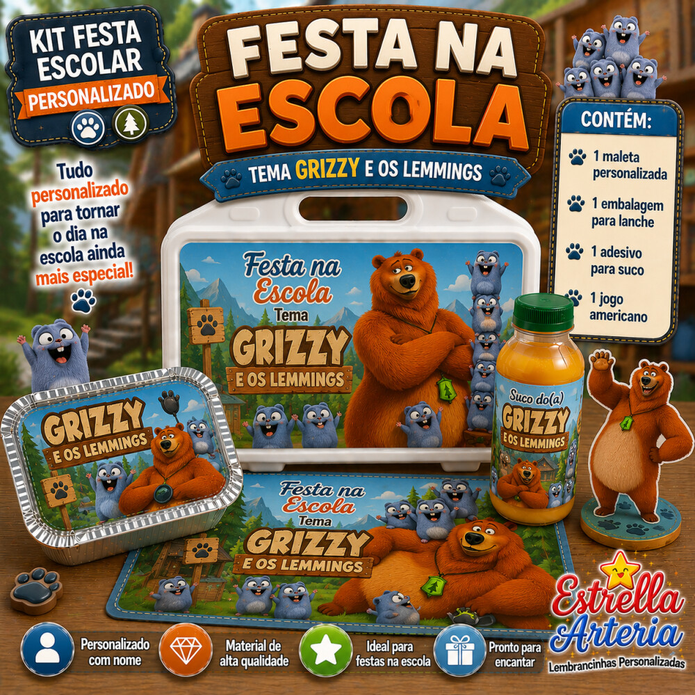 Kit festa na Escola Grizzy e os Lemmings