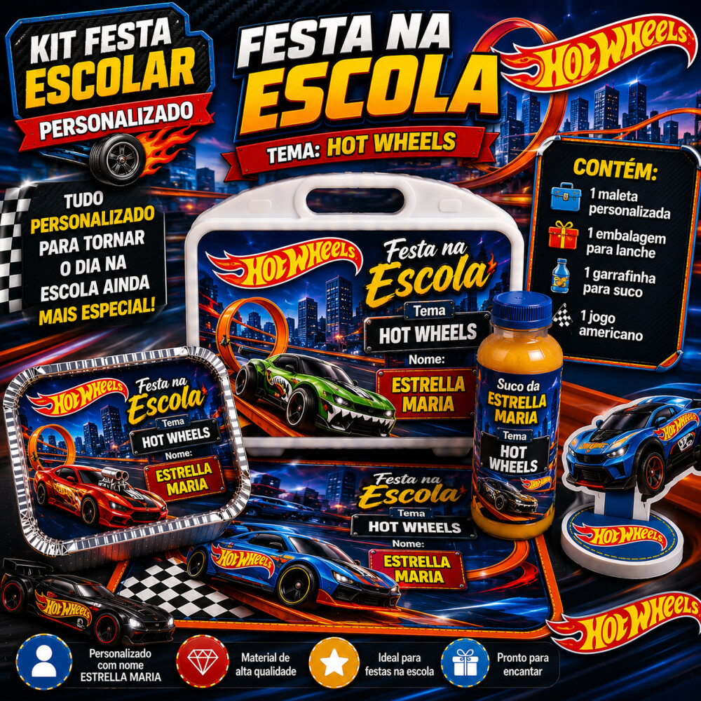 Kit festa na Escola Hot Wheels