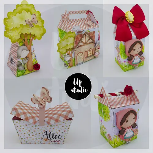 30 Caixinhas PEGUE E MONTE - Tema CHAPEUZINHO VERMELHO