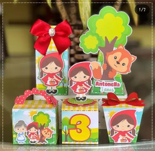 30 Caixinhas PEGUE E MONTE - Tema CHAPEUZINHO VERMELHO