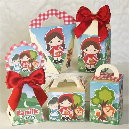 30 Caixinhas PEGUE E MONTE - Tema CHAPEUZINHO VERMELHO