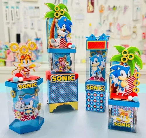 20 Caixinhas Luxo para Festa Tema Sonic
