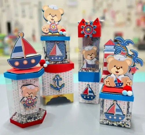 20 Caixinhas Luxo para Festa Tema Ursinho Marinheiro