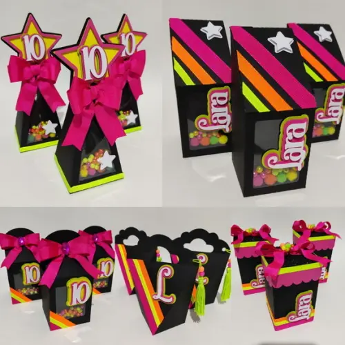 30 Caixinhas para Festa Tema Balada Neon