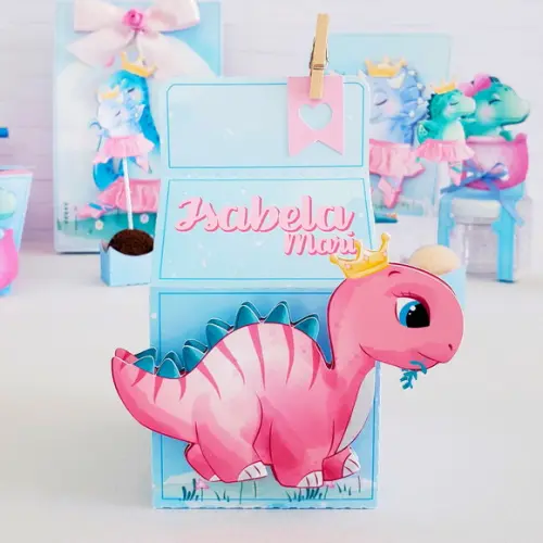 30 Caixinhas para Festa Tema Dinossauro Rosa