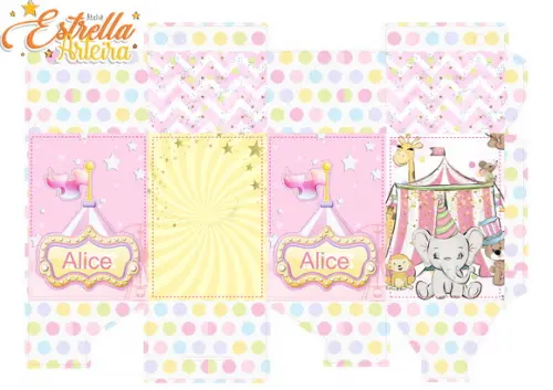 FRETE GRÁTIS -PACOTE 20 CAIXAS -CAIXINHA MILK CIRCO ROSA