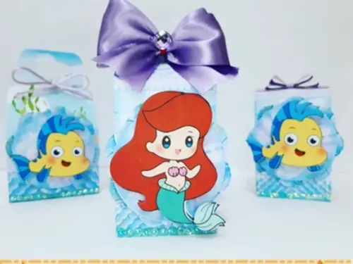 Kit 30 Caixinhas Para Festa Tema Ariel