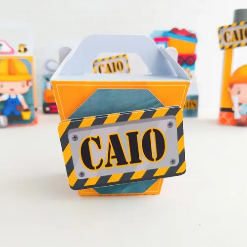 Kit 30 Caixinhas Tema Construção