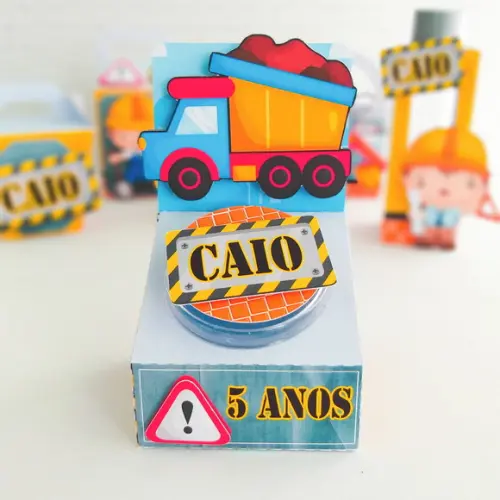 Kit 30 Caixinhas Tema Construção