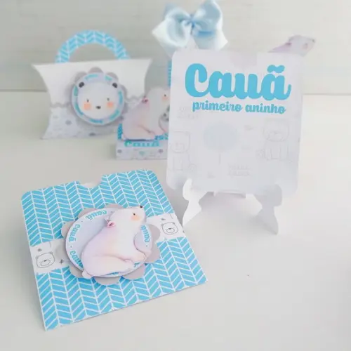 Kit 30 Caixinhas Tema Urso Polar
