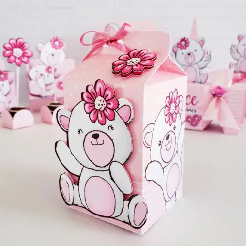 Kit 30 Caixinhas Tema Ursinha Rosa