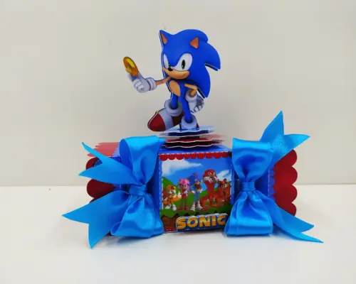 Kit 50 Caixinhas Para Festa Tema Sonic