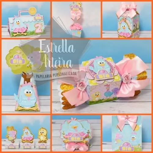 KIT FESTA PERSINALIZA GALINHA PINTADINHA CANDY
