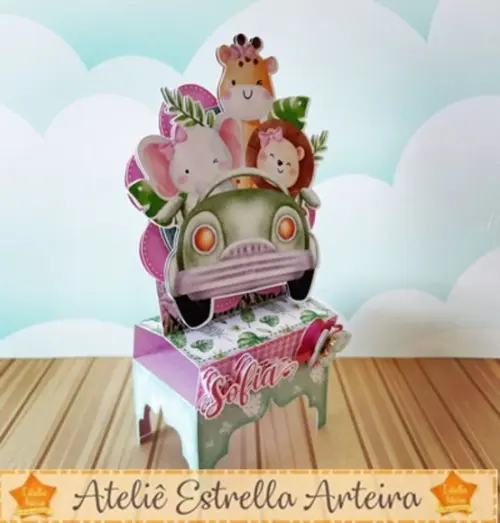 Porta Bis Duplo Tema Safari Rosa