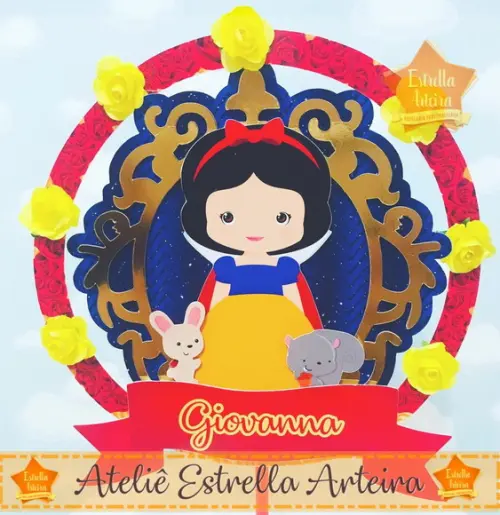 TOPO DE BOLO BRANCA DE NEVE