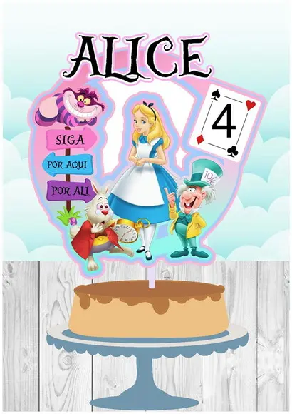 TOPO DE BOLO CIRCULAR ALICE