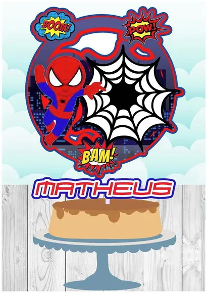 TOPO DE BOLO CIRCULAR HOMEM ARANHA