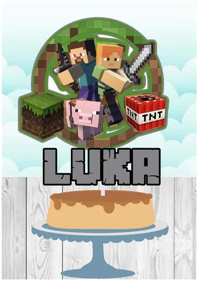 TOPO DE BOLO CIRCULAR MINECRAFT