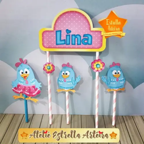 TOPO DE BOLO GALINHA PINTADINHA CANDY