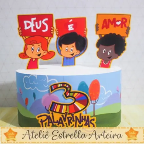 Topo De Bolo Tema 3 Palavrinhas