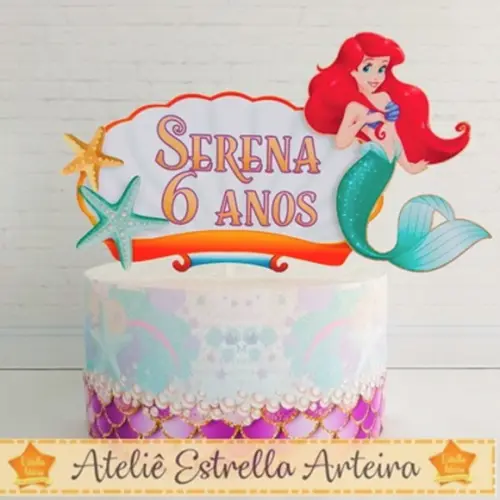 Topo De Bolo Tema Ariel