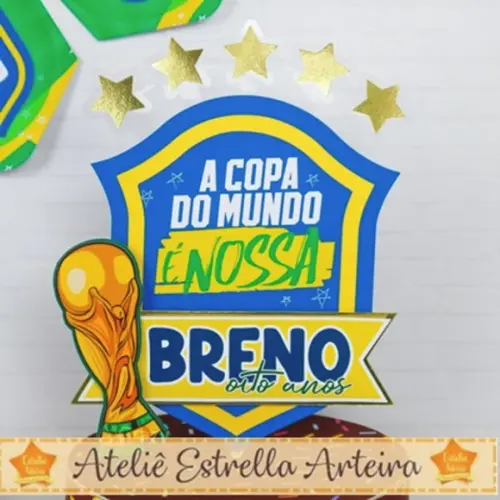 Topo De Bolo Tema Copa Futebol