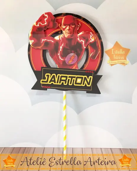 Topo de Bolo Tema Flash