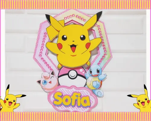 TOPO DE BOLO TEMA POKEMON MENINA