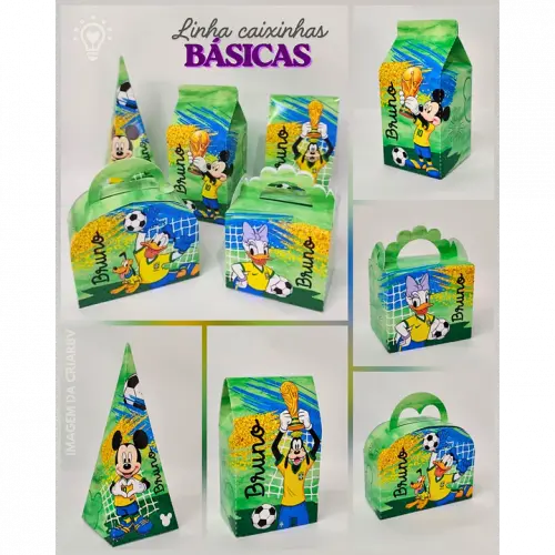 30 Caixinhas PEGUE E MONTE  - Tema Copa do Mundo Mickey