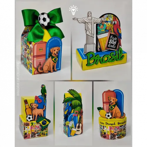 30 Caixinhas PEGUE E MONTE  - Tema Copa do Mundo
