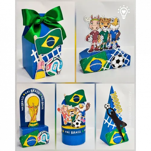 30 Caixinhas PEGUE E MONTE  - Tema Copa do Mundo