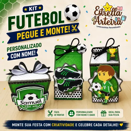 30 Caixinhas PEGUE E MONTE  - Tema Futebol