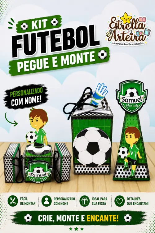 30 Caixinhas PEGUE E MONTE  - Tema Futebol
