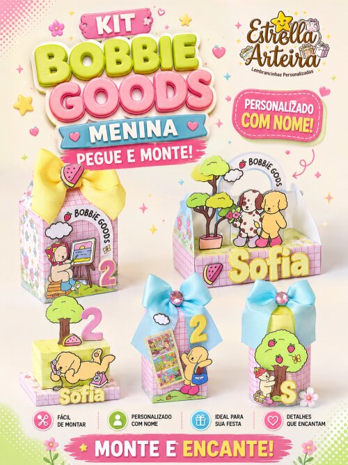 30 Caixinhas PEGUE E MONTE  - Tema Bobbie Goods menina
