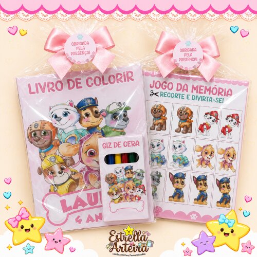 Revistinha de colorir - Tema Patrulha Canina Rosa