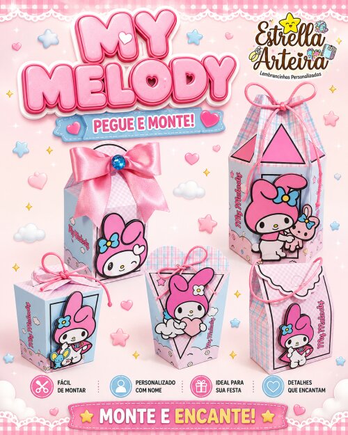 30 Caixinhas PEGUE E MONTE  - Tema My Melody