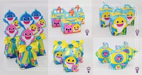 30 Caixinhas PEGUE E MONTE - Tema BABY SHARK
