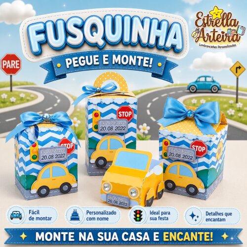 30 Caixinhas PEGUE E MONTE - Tema Carrinhos
