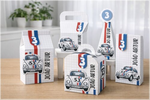 30 Caixinhas PEGUE E MONTE - Tema Fusquinha - carros