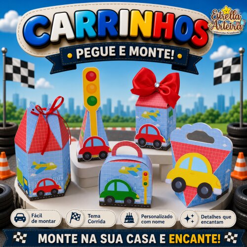 30 Caixinhas PEGUE E MONTE - Tema Carros