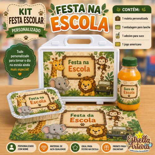 Kit festa escolar - Tema Safari Menino