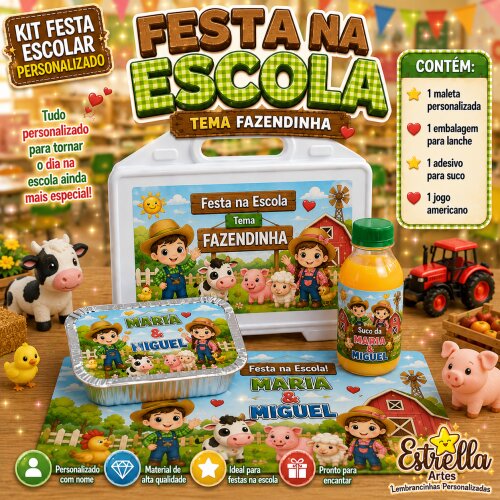 Kit festa escolar - Tema Fazendinha Menino e Menina