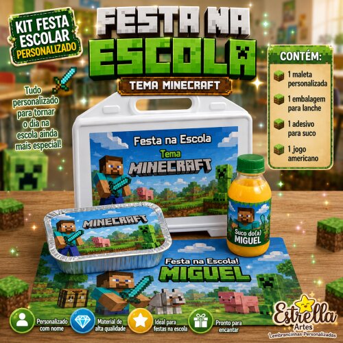 Kit festa escolar - Tema Minecraft