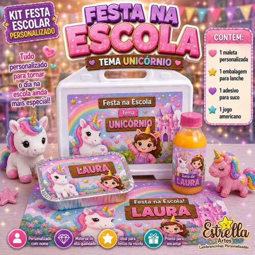 Kit festa escolar - Tema Unicórnio