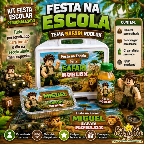 Kit festa escolar - Tema Safari Roblox