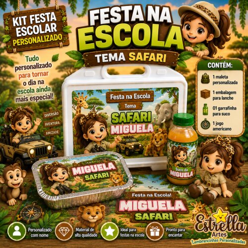 Kit festa escolar - Tema Safari Menina