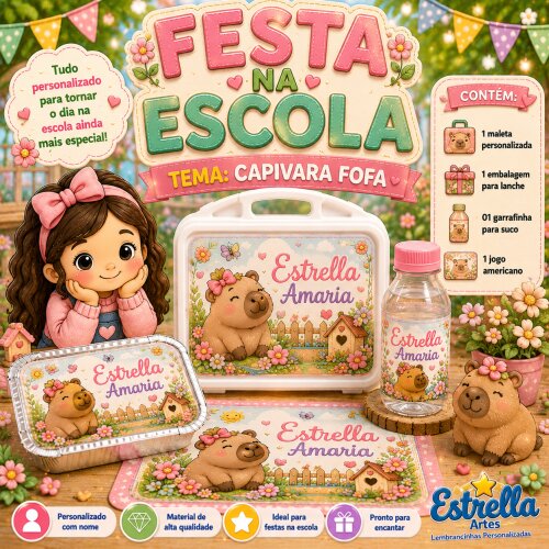 Kit festa escolar - Tema Capivara