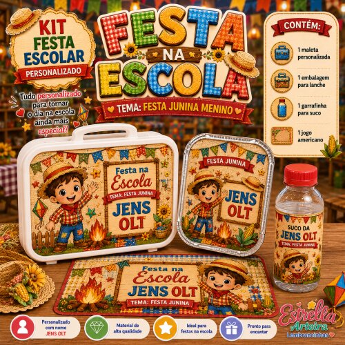 Kit festa escolar - Tema Festa Junina Menino