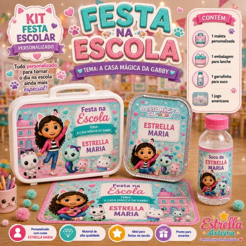 Kit festa escolar - Tema A casa Mágica da Gabby